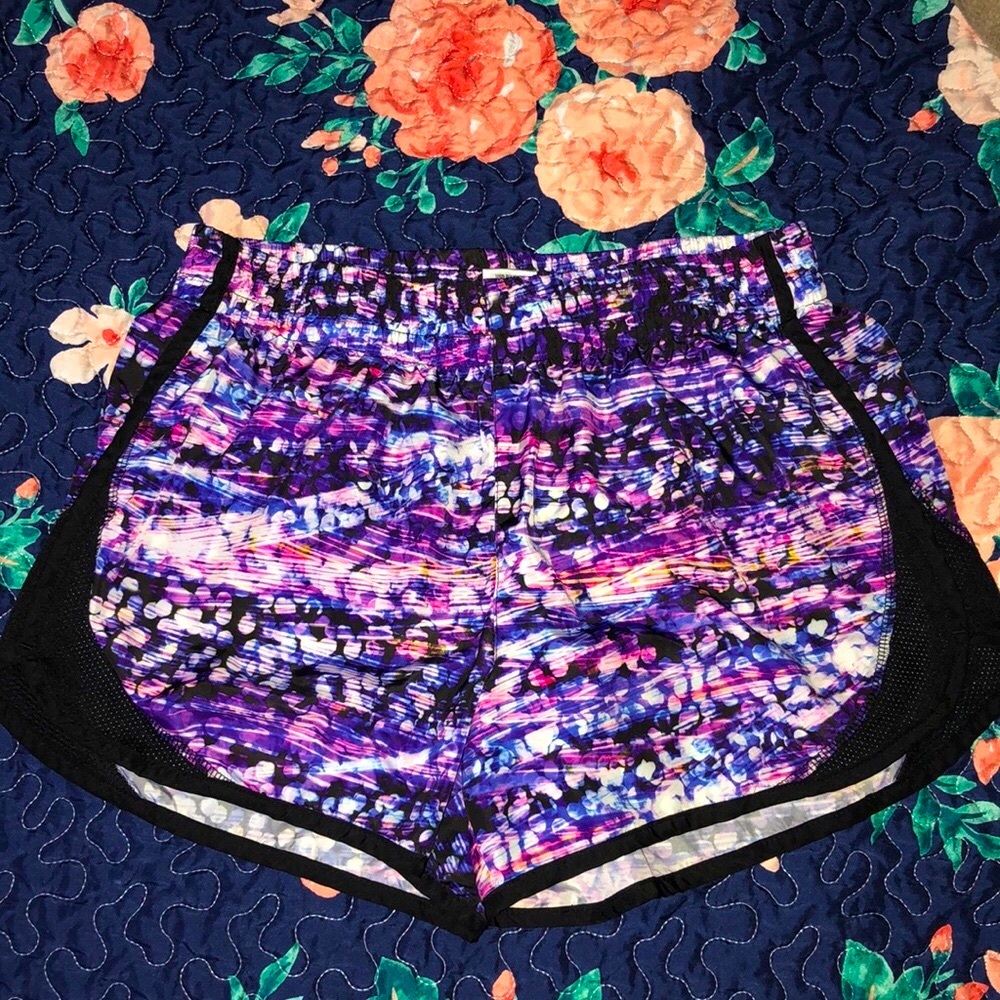 Purple Floral Athletic Shorts w/ Liner